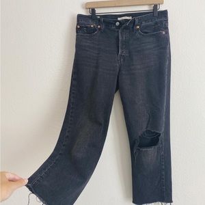 Levi’s Wedgie Straight High Rise Button Fly Cropped Black Denim